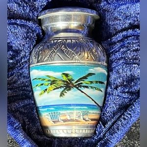 Keepsake Urn AluminumW/ Beach Scene